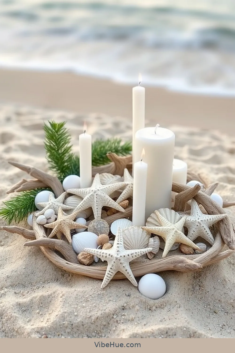 20 Ways to Create a Coastal Style Holiday Garage 13 Make a Sandy Holiday Centerpiece for 20 Ways to Create a Coastal Style Holiday Garage