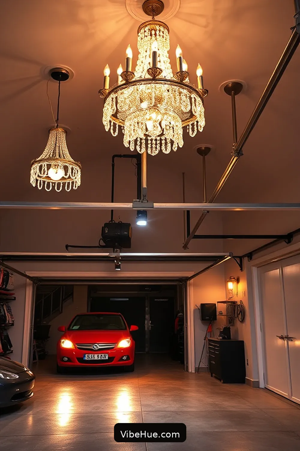 Add Elegant Lighting Fixtures for 20 Ways to Create a Modern Glam Holiday Garage Style