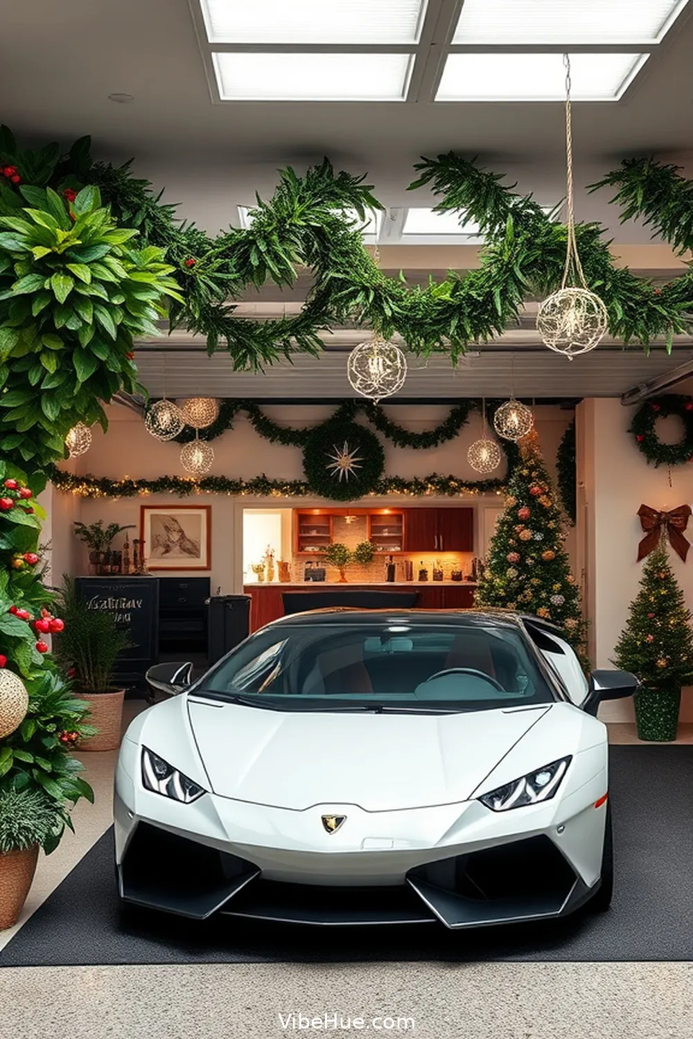 Add a Touch of Greenery for 20 Ways to Create a Modern Glam Holiday Garage Style
