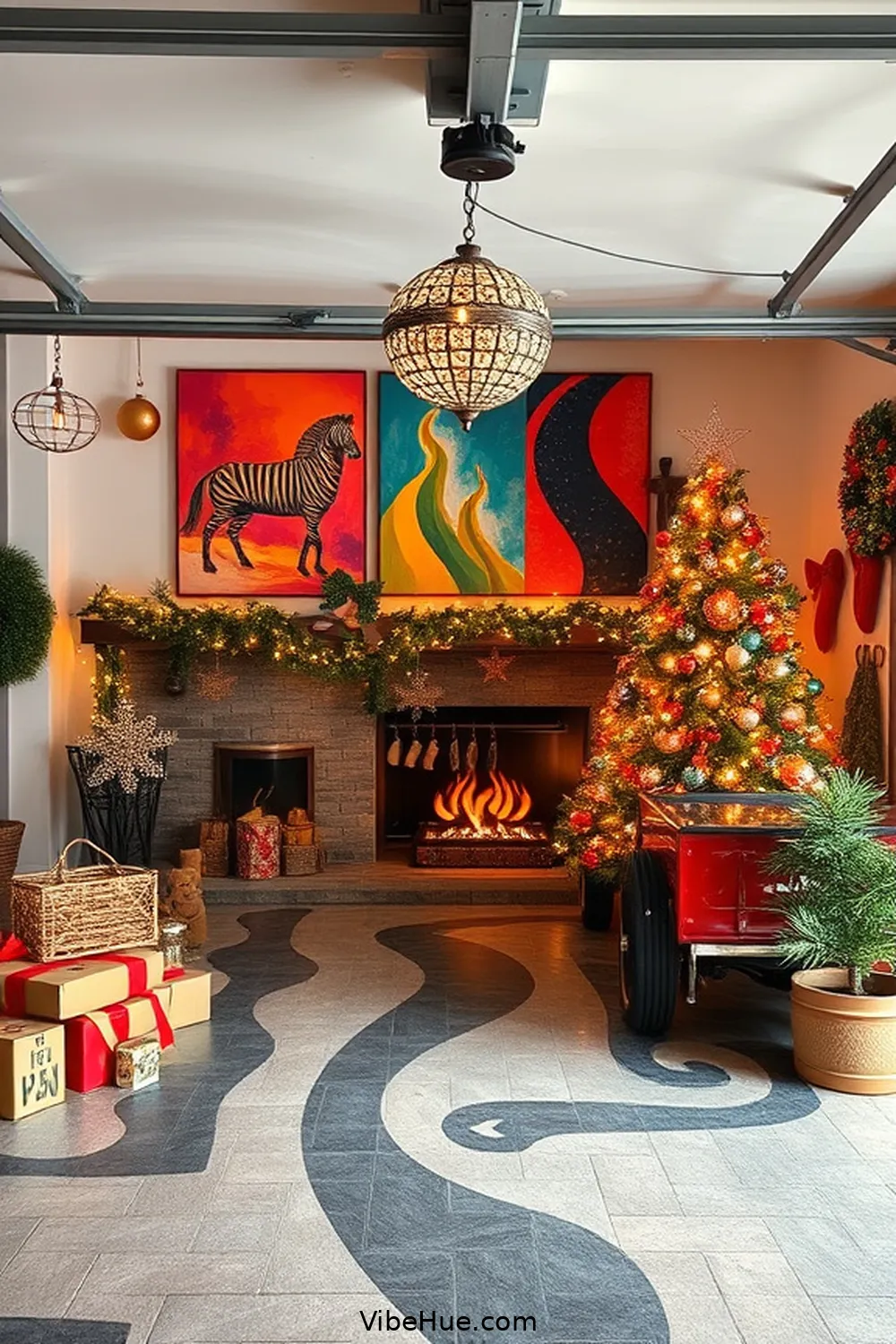 Incorporate Festive Wall Art for 20 Ways to Create a Modern Glam Holiday Garage Style
