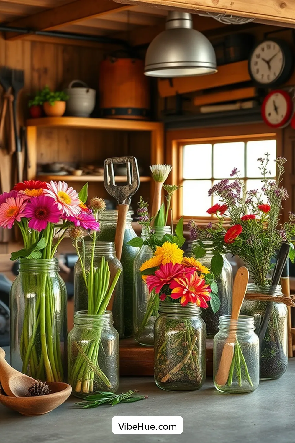 20 Ways to Create a Rustic Summer Garage Style 13 Use Mason Jars for Storage for 20 Ways to Create a Rustic Summer Garage Style