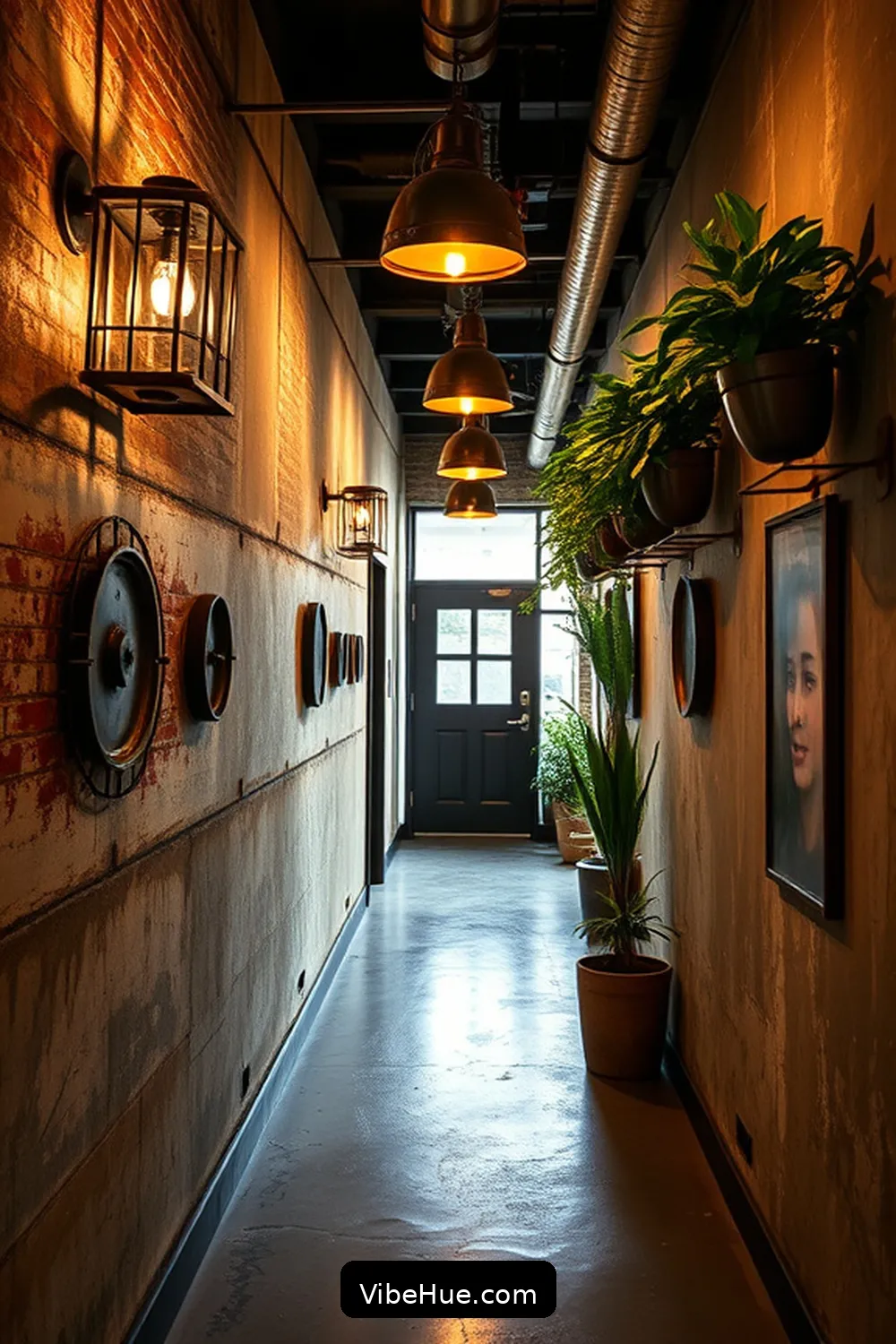 Add a Touch of Metallic Paint for 20 Ways to Create an Industrial Style Holiday Hallway