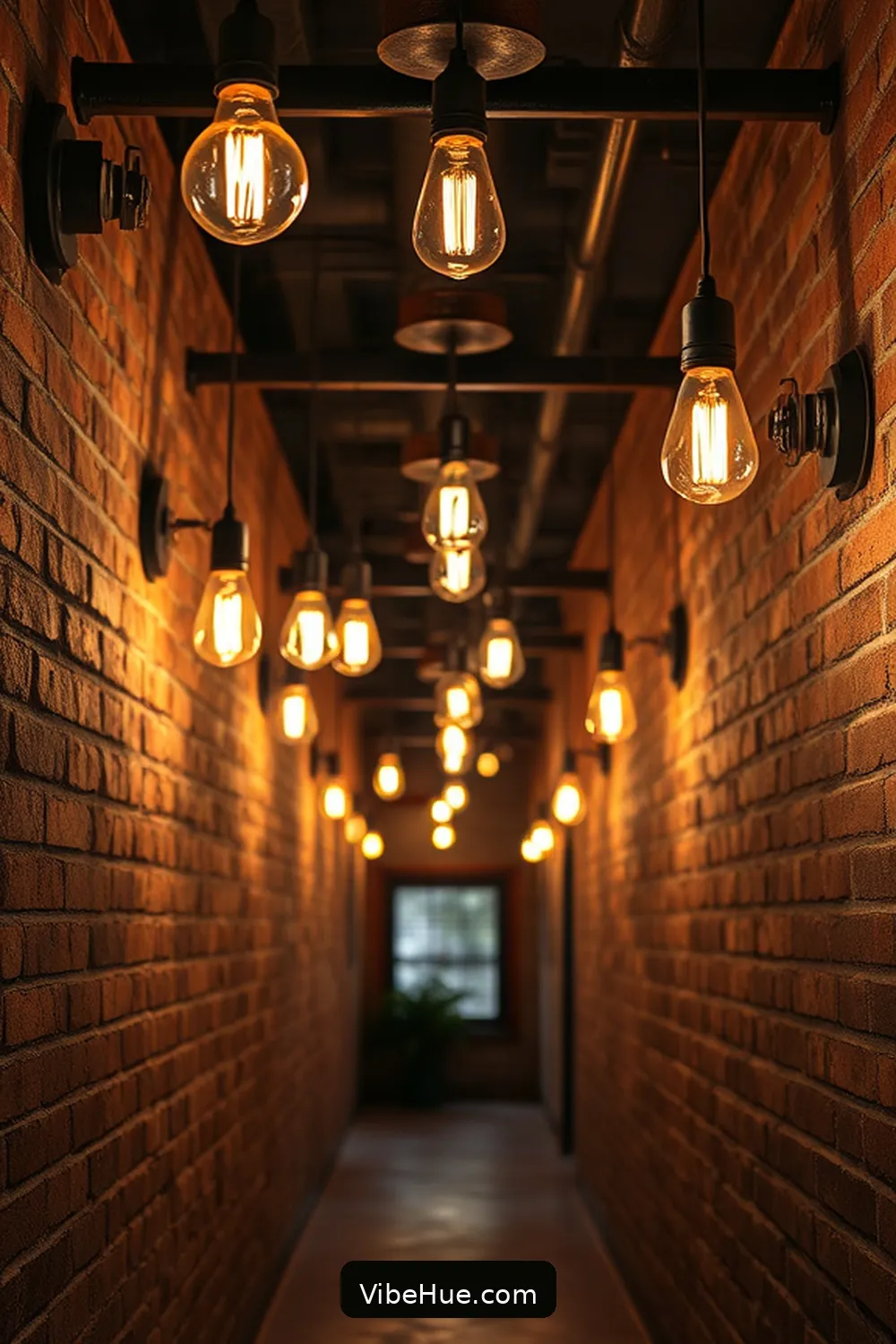 Incorporate Edison Bulbs for Warmth for 20 Ways to Create an Industrial Style Holiday Hallway