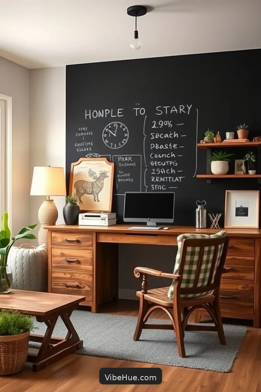 Incorporate a Chalkboard Wall for 21 Inspiring Holiday Home Office Ideas in Modern Farmhouse Style