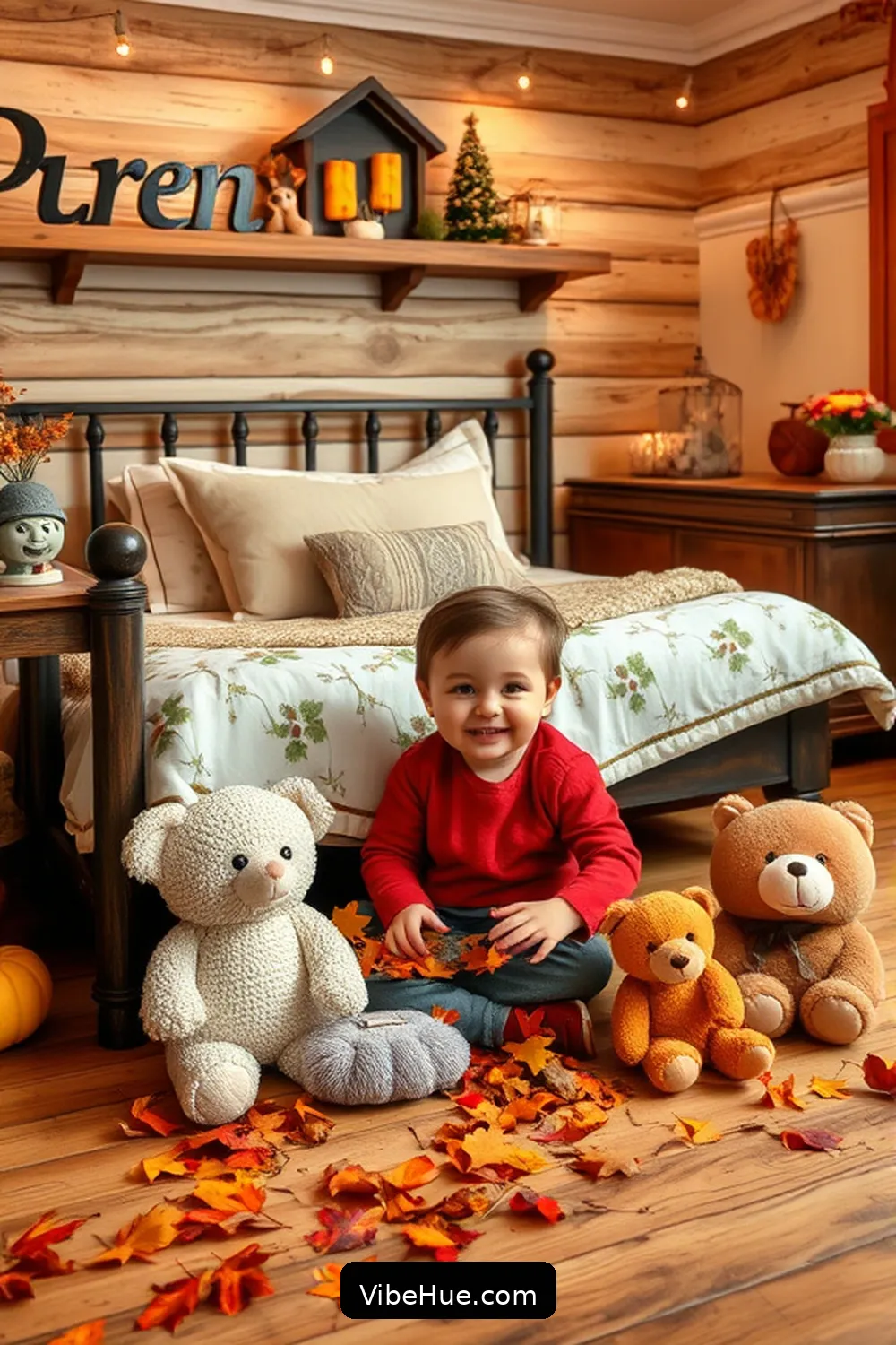 21 Key Elements for Rustic Fall Bedroom Style 22 A Touch of Whimsy With Seasonal Figurines for 21 Key Elements for Rustic Fall Bedroom Style