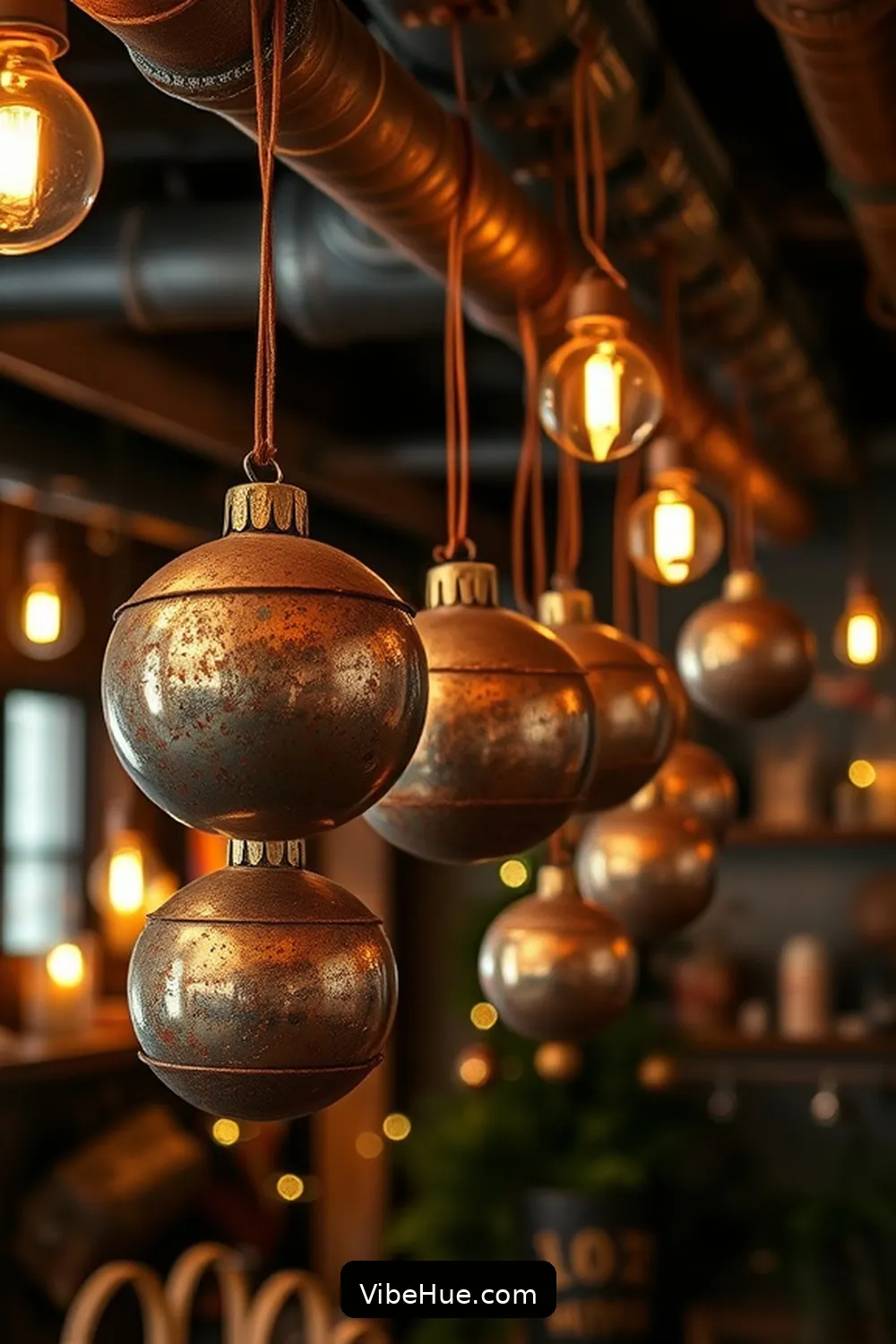21 Tips for a Holiday Garage With Industrial Style 9 Add Industrial-Style Christmas Ornaments for 21 Tips for a Holiday Garage With Industrial Style