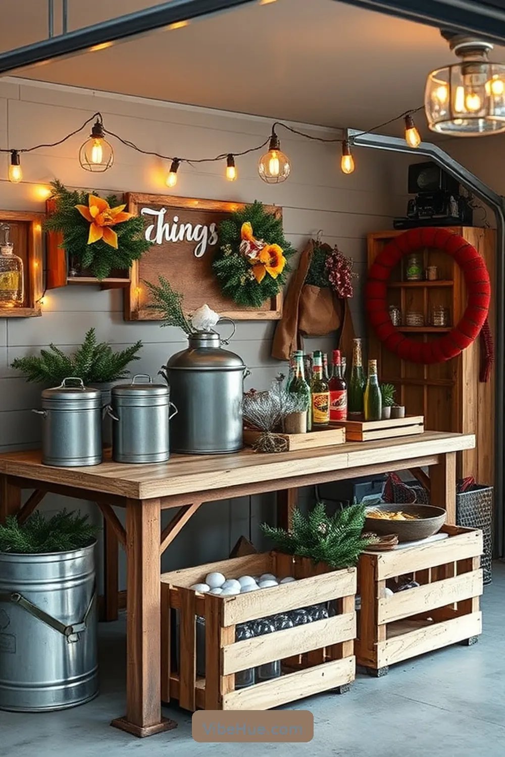 21 Tips for a Holiday Garage With Industrial Style 18 Arrange a Holiday Refreshment Station for 21 Tips for a Holiday Garage With Industrial Style