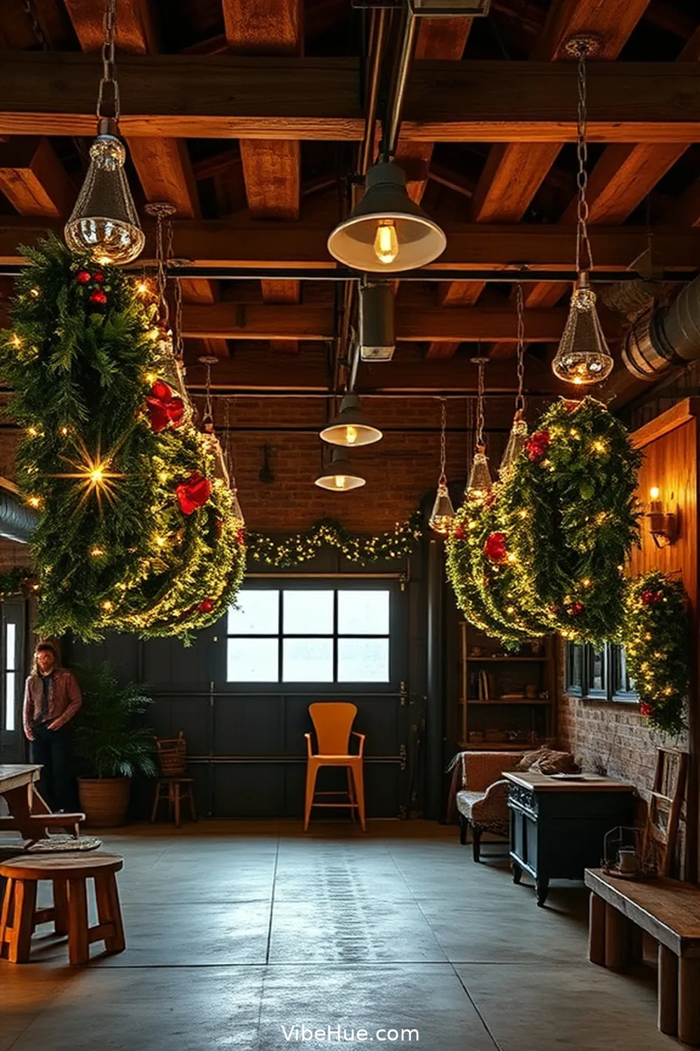 21 Tips for a Holiday Garage With Industrial Style 13 Hang Festive Garlands With Chain Links for 21 Tips for a Holiday Garage With Industrial Style