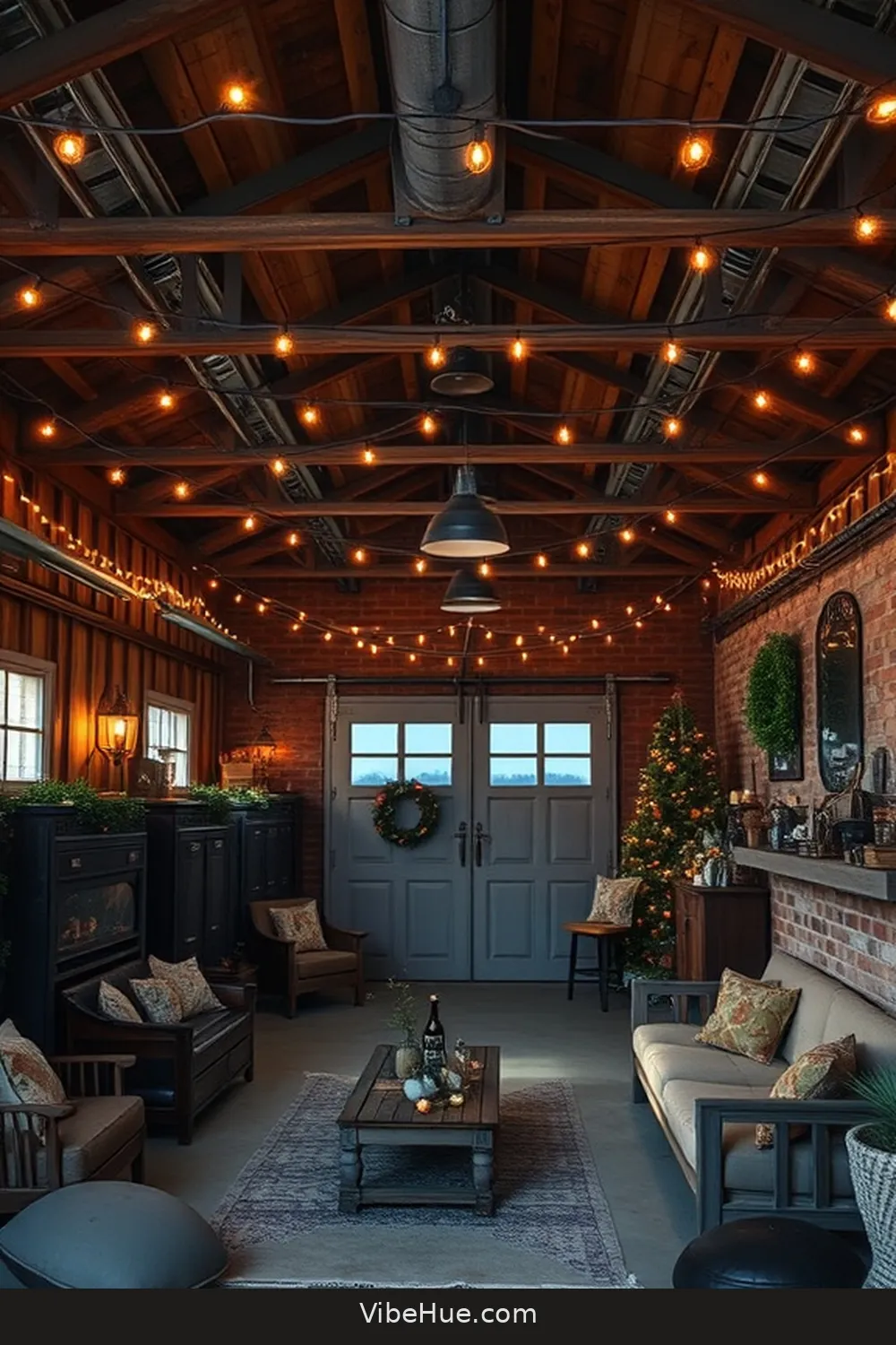 21 Tips for a Holiday Garage With Industrial Style 6 Hang String Lights for Warmth for 21 Tips for a Holiday Garage With Industrial Style