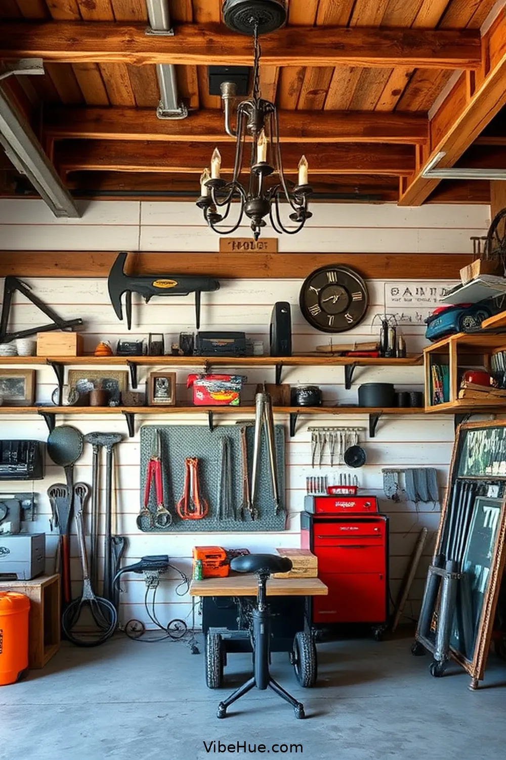 21 Tips for a Holiday Garage With Industrial Style 4 Incorporate Vintage Tools as Accents for 21 Tips for a Holiday Garage With Industrial Style