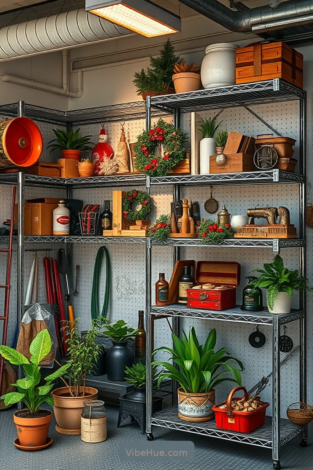 21 Tips for a Holiday Garage With Industrial Style 3 Use Metal Shelving for Display for 21 Tips for a Holiday Garage With Industrial Style