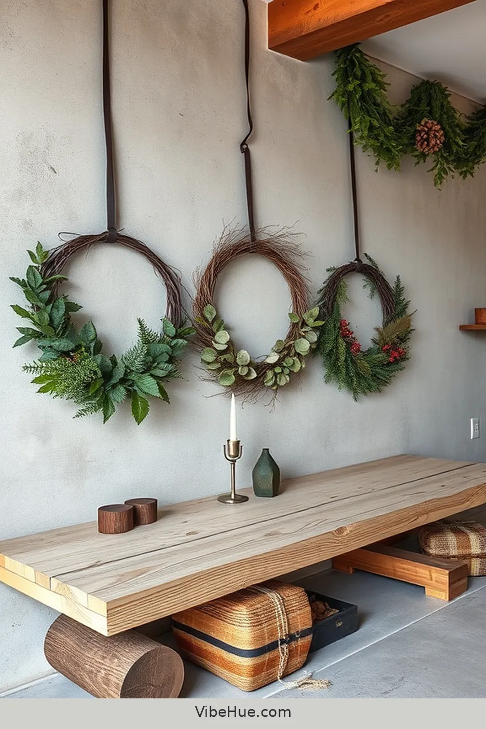 21 Tips for a Holiday Garage With Industrial Style 11 Use Minimalist Wreaths With a Twist for 21 Tips for a Holiday Garage With Industrial Style