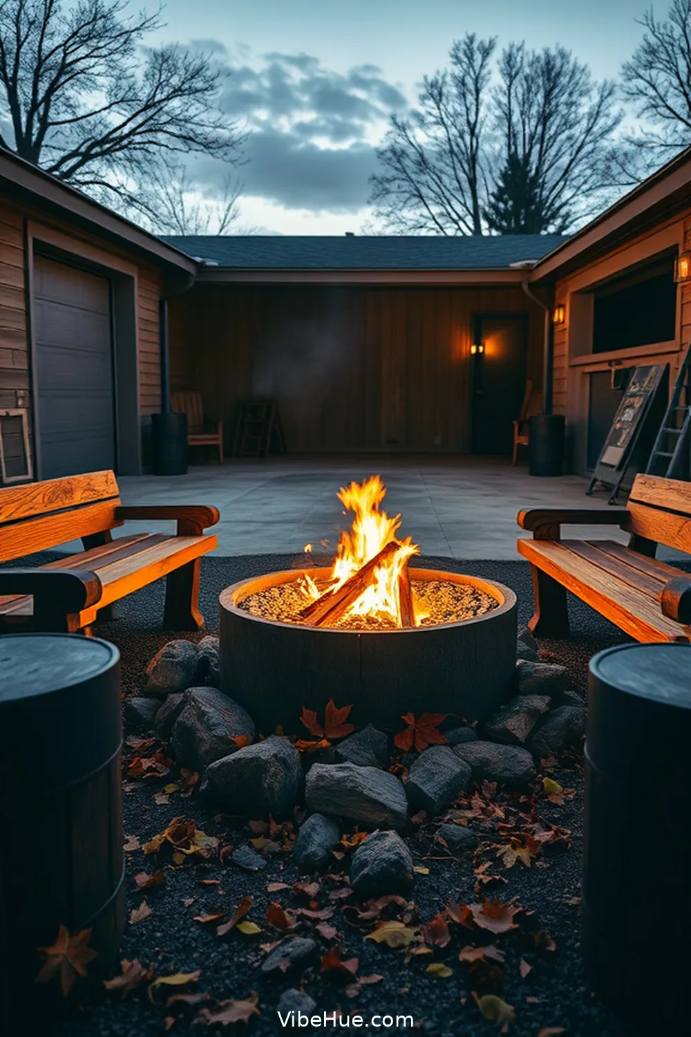 Introduce a Fire Pit for 21 Ways to Create Rustic Style in Your Fall Garage