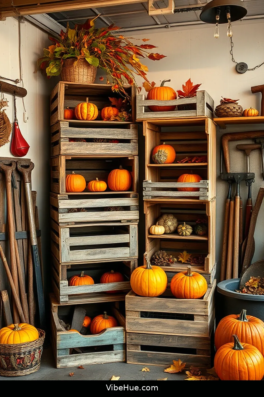 Use Old Crates for Organization for 21 Ways to Create Rustic Style in Your Fall Garage