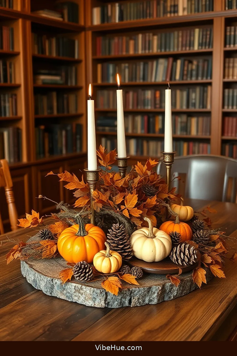 21 Ways to Create a Rustic Fall Library Style 14 Create a DIY Fall Centerpiece for 21 Ways to Create a Rustic Fall Library Style
