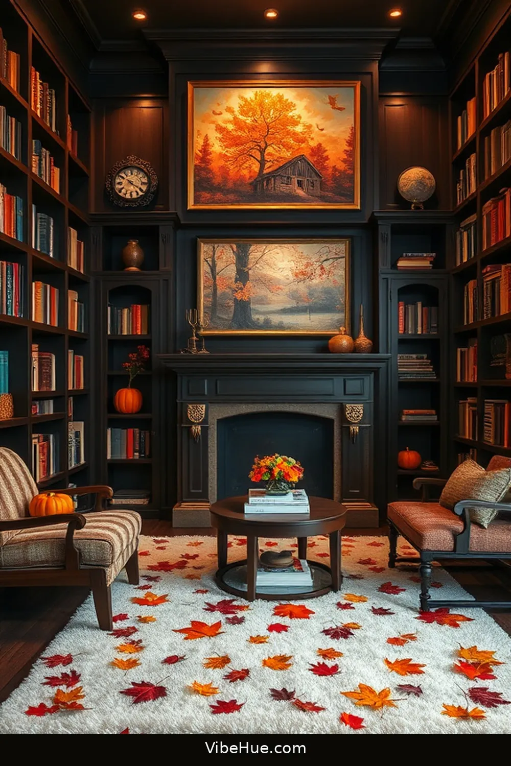 21 Ways to Create a Rustic Fall Library Style 13 Hang Fall-Themed Artwork for 21 Ways to Create a Rustic Fall Library Style