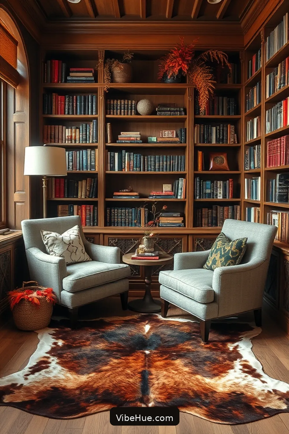 21 Ways to Create a Rustic Fall Library Style 12 Use Animal Hide Rugs for 21 Ways to Create a Rustic Fall Library Style