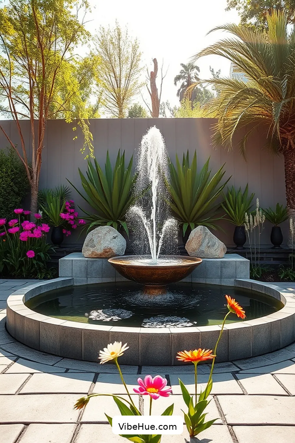 Design a Water Feature for 21 Ways to Create a Spring Outdoor Patio in Mid-Century Modern Style