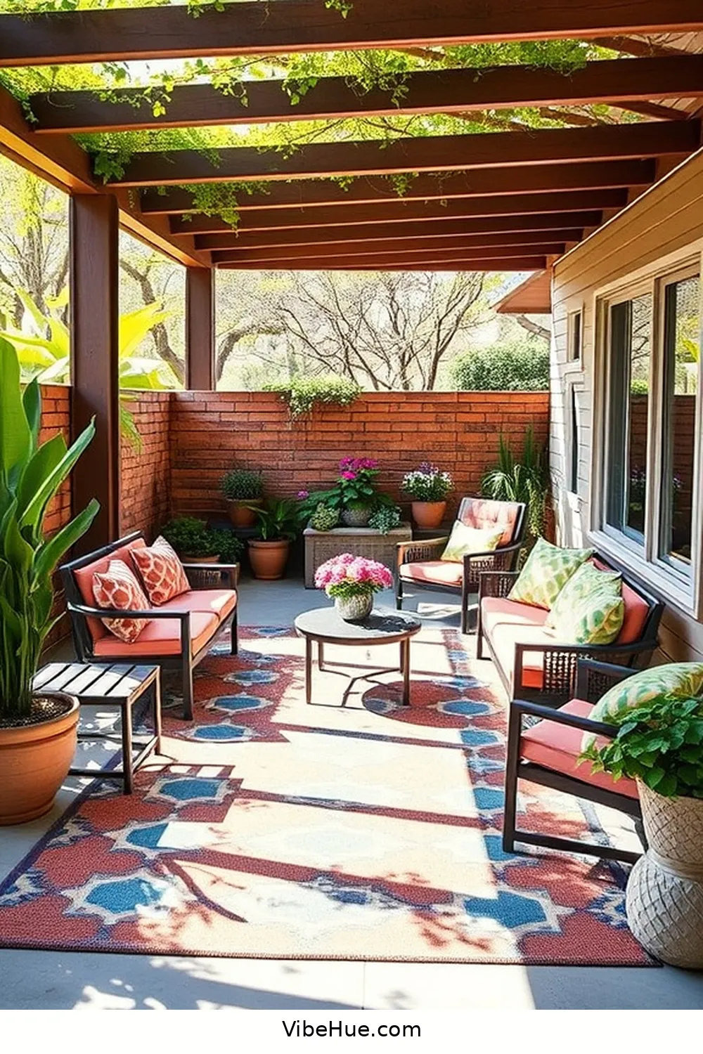 Incorporate Geometric Patterns for 21 Ways to Create a Spring Outdoor Patio in Mid-Century Modern Style