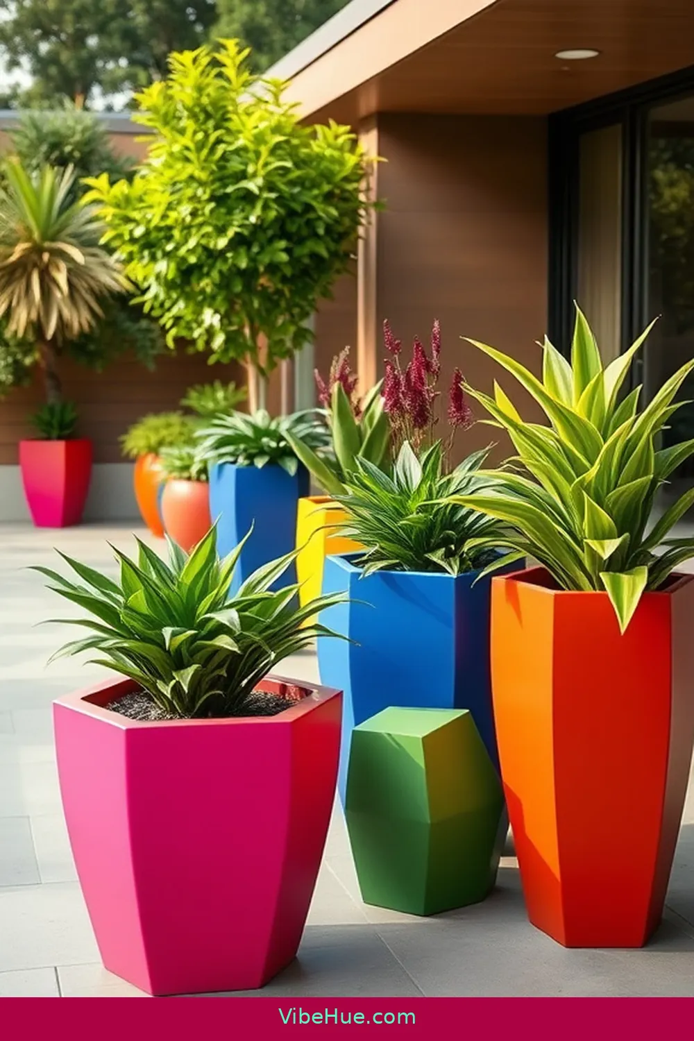 Use Bold Planters for 21 Ways to Create a Spring Outdoor Patio in Mid-Century Modern Style