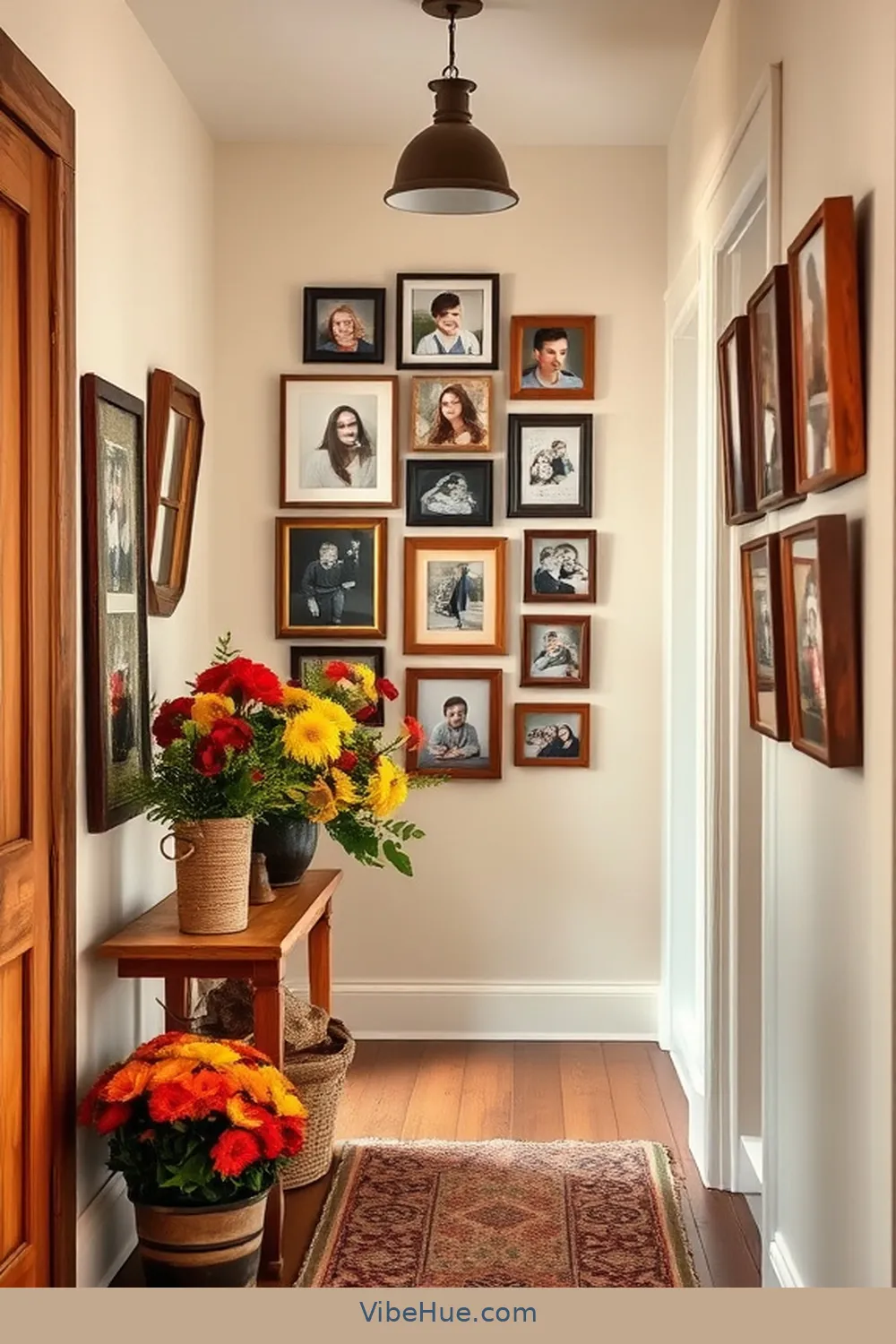 21 Ways to Create a Summer Hallway in Rustic Style 19 Create a Mini Gallery of Family Photos for 21 Ways to Create a Summer Hallway in Rustic Style