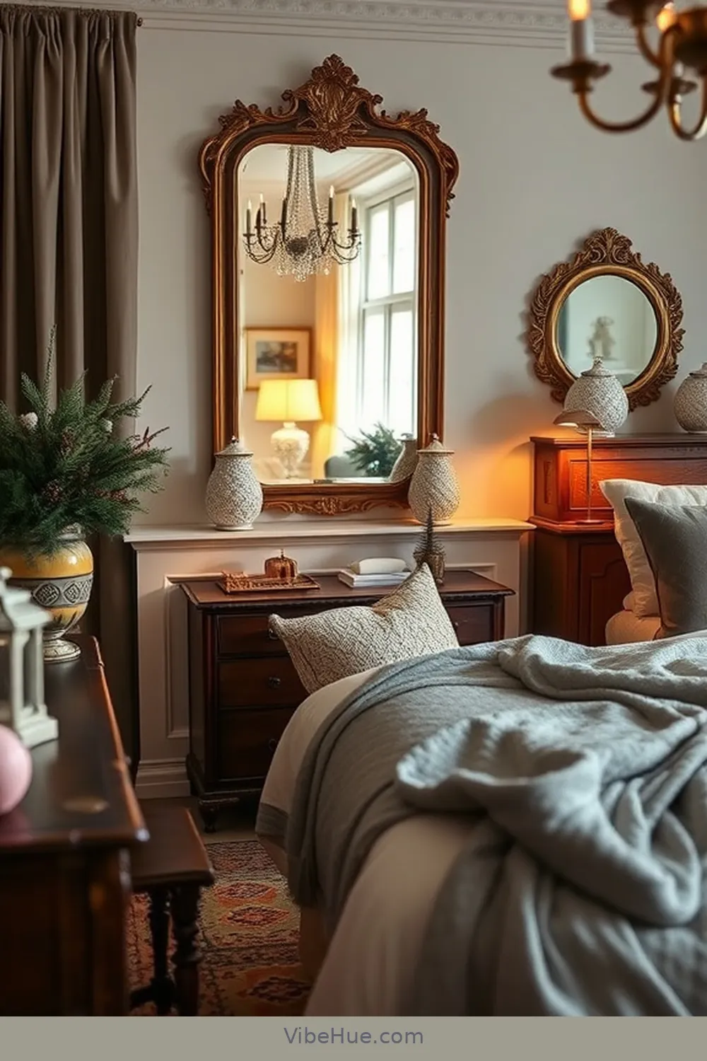 Use Vintage Mirrors for 21 Ways to Create a Traditional Style Winter Bedroom