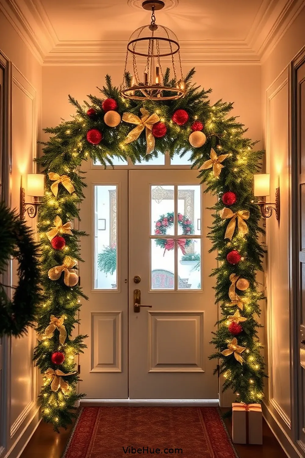 Create a Magical Entrance With a Garland for 22 Contemporary Holiday Hallway Ideas for Your Home Style