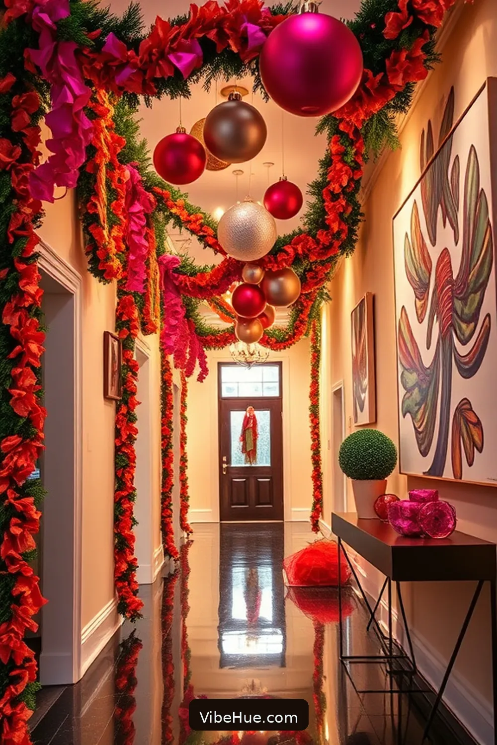 Design a Festive Hallway With Bold Colors for 22 Contemporary Holiday Hallway Ideas for Your Home Style