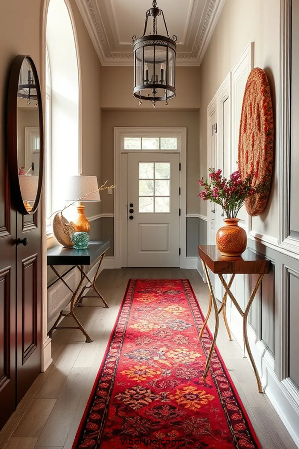 Incorporate Seasonal Fabrics in Your Runner for 22 Contemporary Holiday Hallway Ideas for Your Home Style