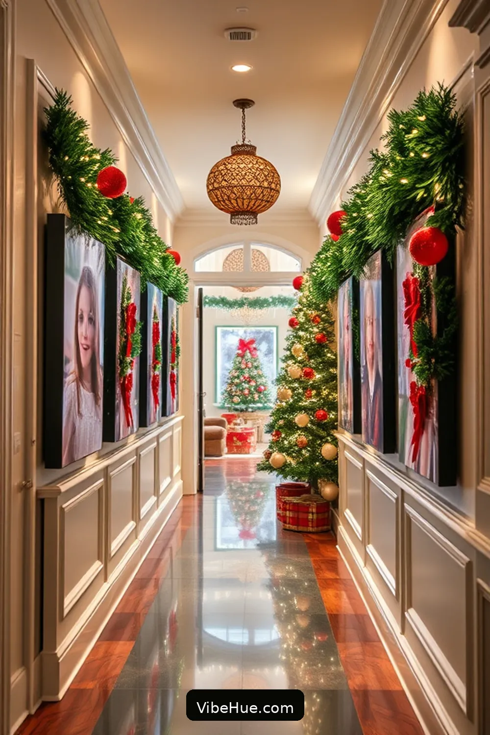 Install a Holiday-Themed Photo Display for 22 Contemporary Holiday Hallway Ideas for Your Home Style