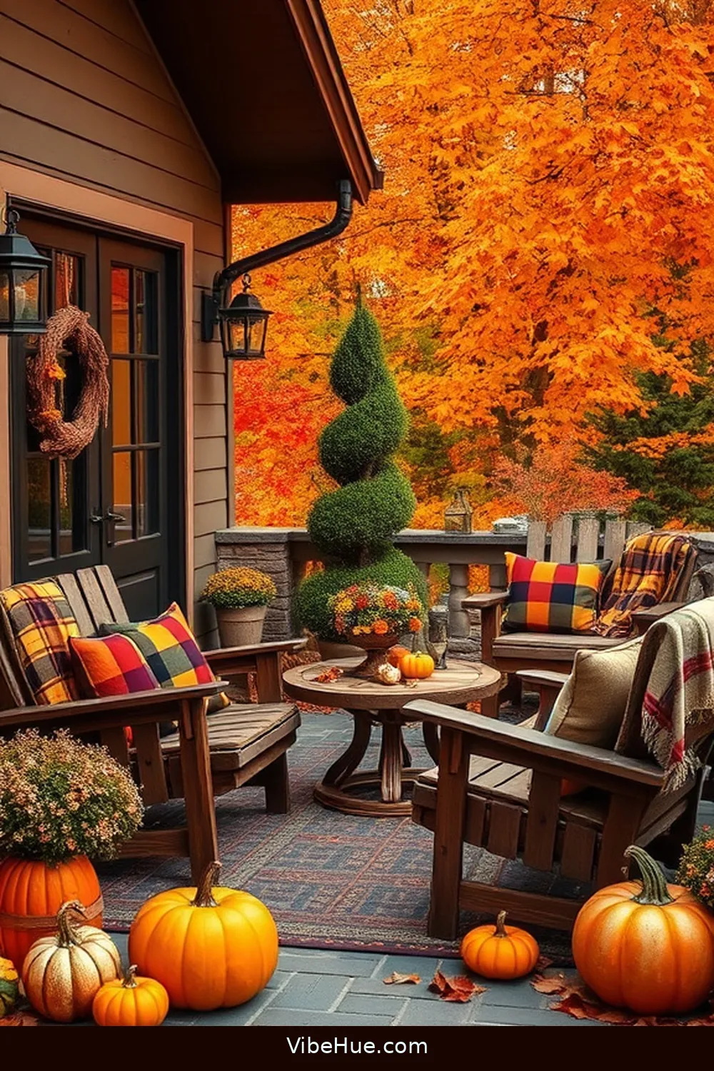 Colorful Fall Foliage for 22 Essential Elements for Fall Outdoor Patios in Modern Farmhouse Style