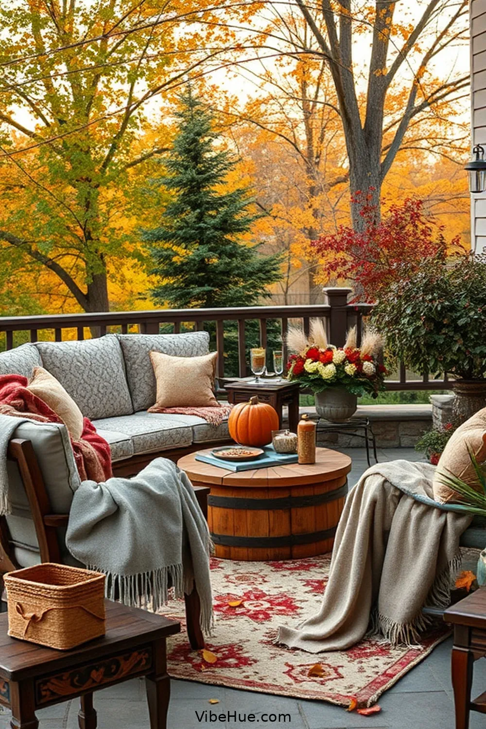 Cozy Blankets and Throws for 22 Essential Elements for Fall Outdoor Patios in Modern Farmhouse Style