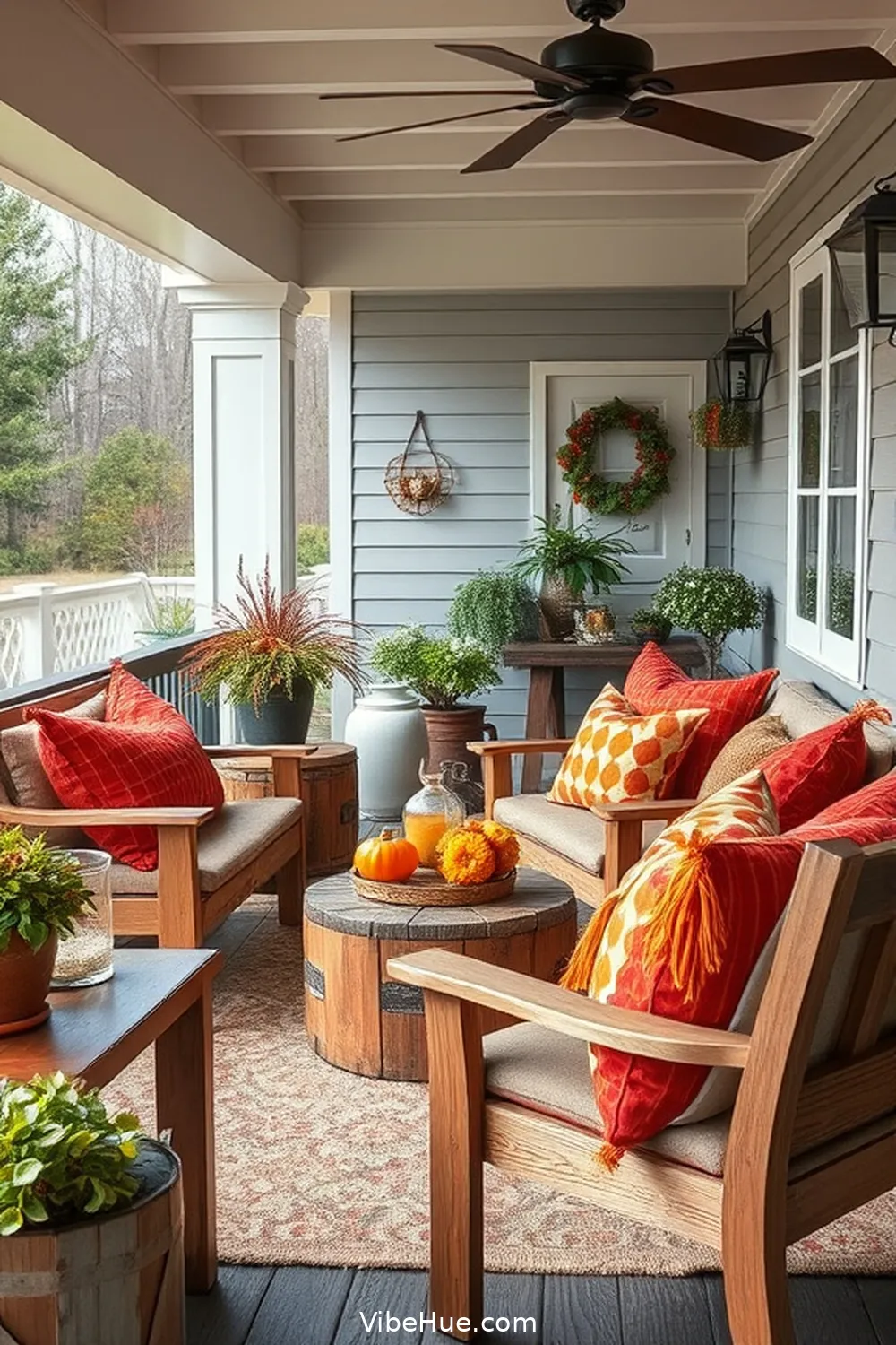 Decorative Pillows for 22 Essential Elements for Fall Outdoor Patios in Modern Farmhouse Style