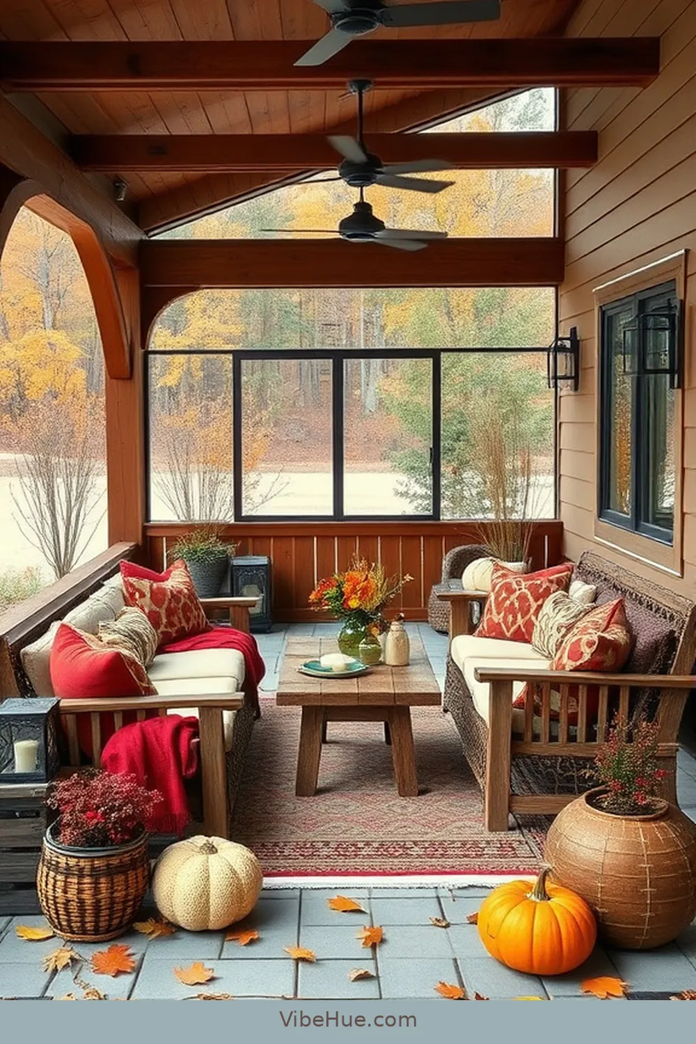Wooden Accents for 22 Essential Elements for Fall Outdoor Patios in Modern Farmhouse Style