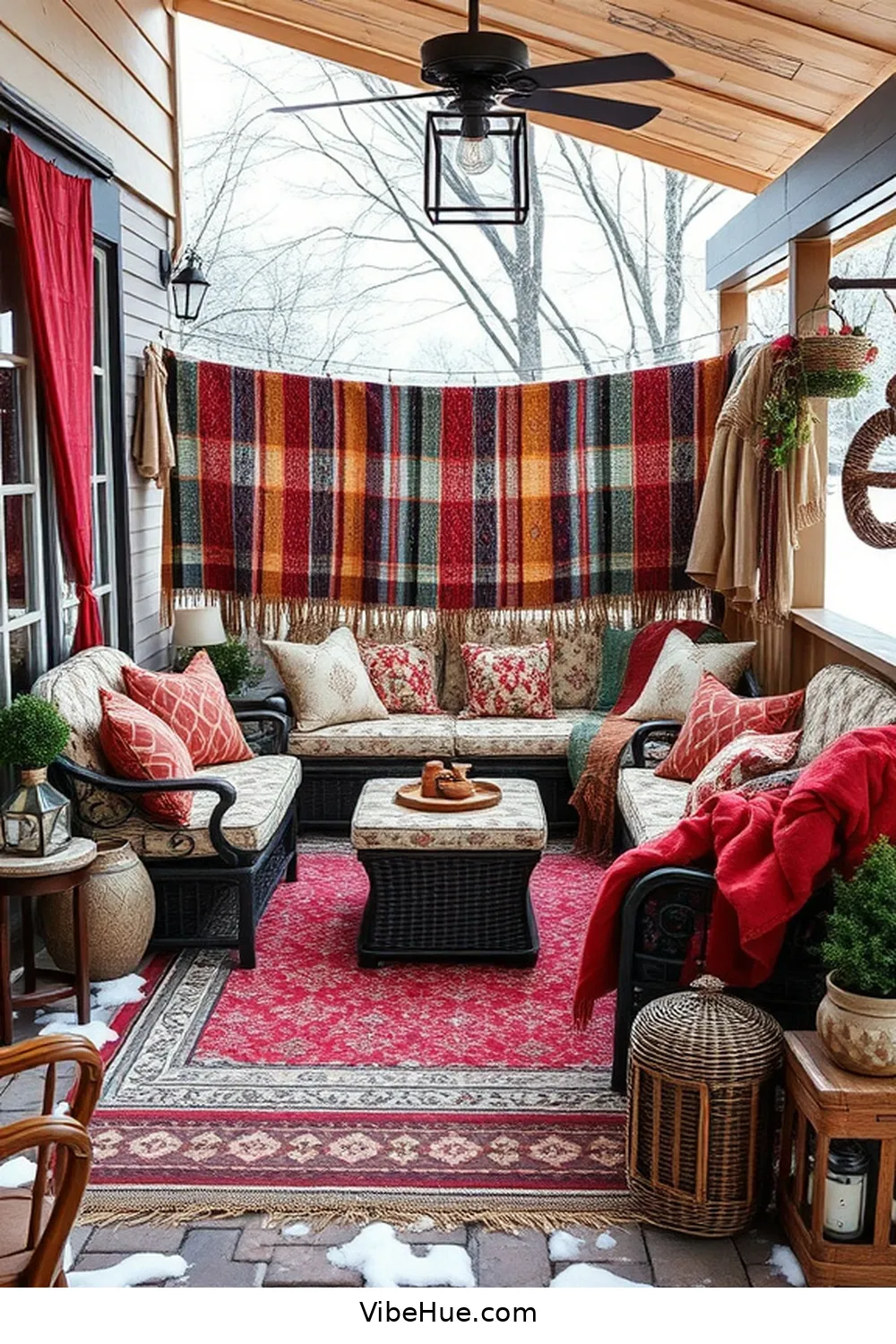 Combine Patterns and Textures for 22 Essential Tips for Bohemian Winter Outdoor Patio Style