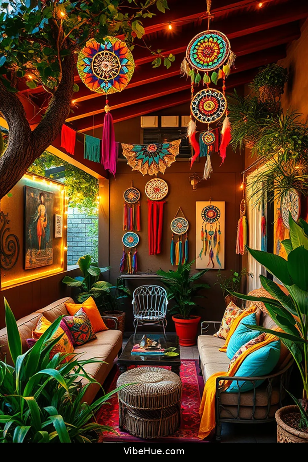 Hang Dreamcatchers and Artwork for 22 Essential Tips for Bohemian Winter Outdoor Patio Style
