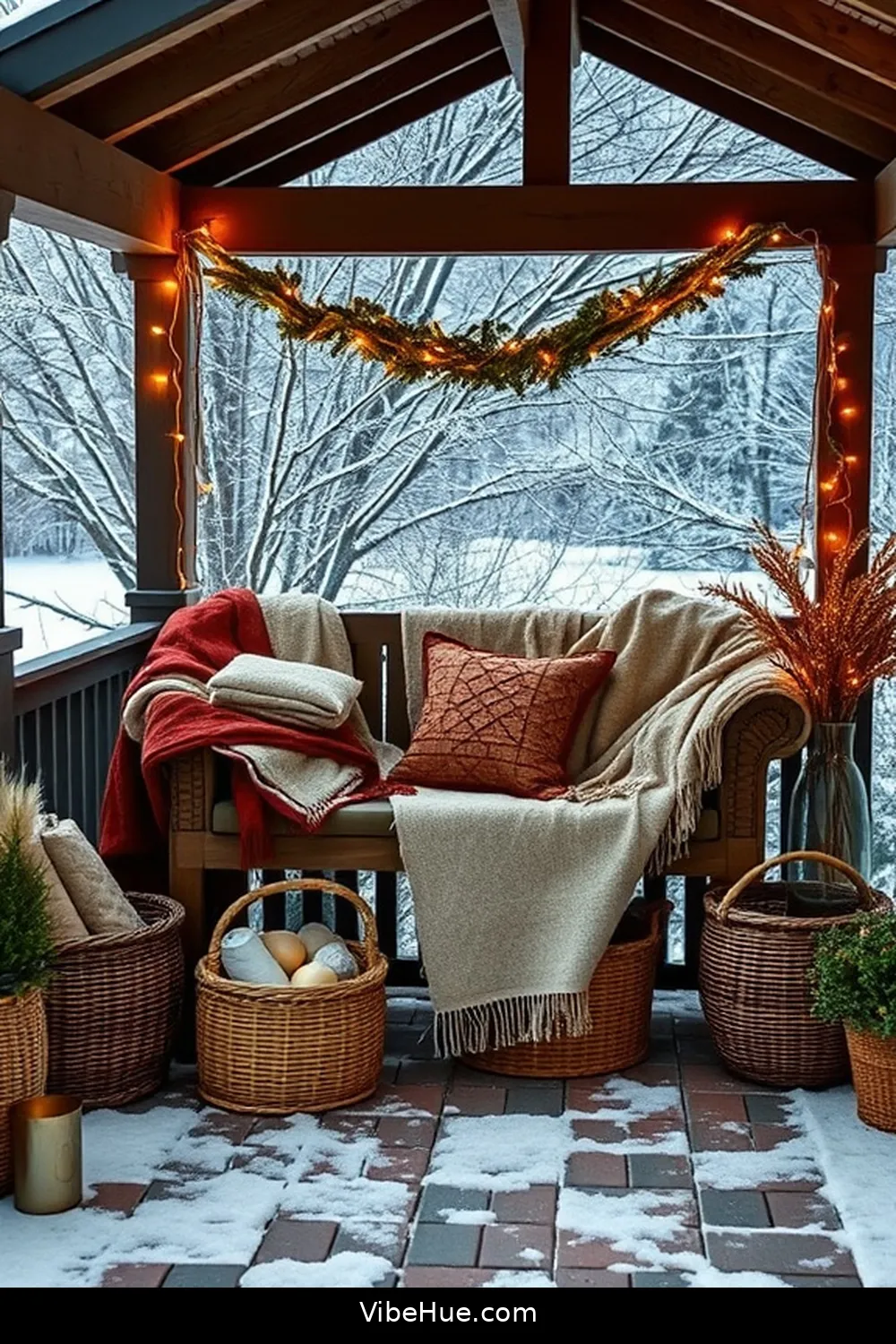 Set Up a Blanket Station for 22 Essential Tips for Bohemian Winter Outdoor Patio Style