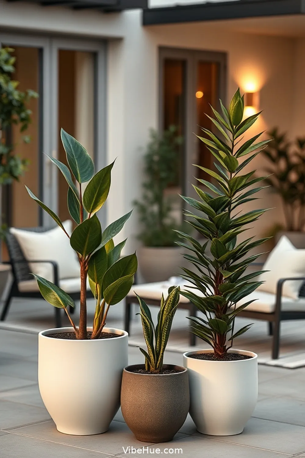 Opt for a Trio of Potted Plants for 22 Minimalist Decor Ideas for Holiday Outdoor Patio Style