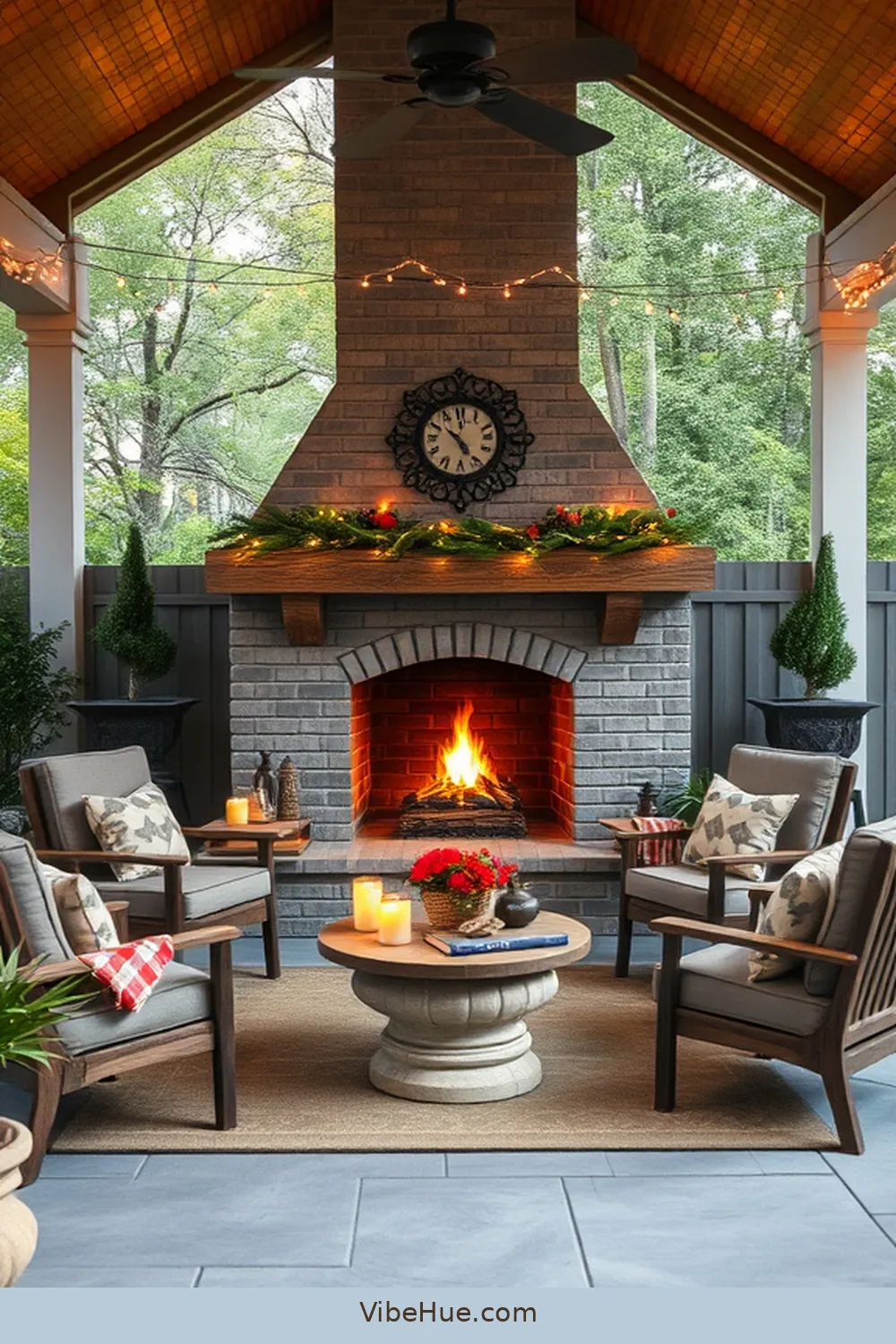22 Tips for a Holiday Outdoor Patio in Modern Farmhouse Style 6 Create a Focal Point With a Fireplace for 22 Tips for a Holiday Outdoor Patio in Modern Farmhouse Style