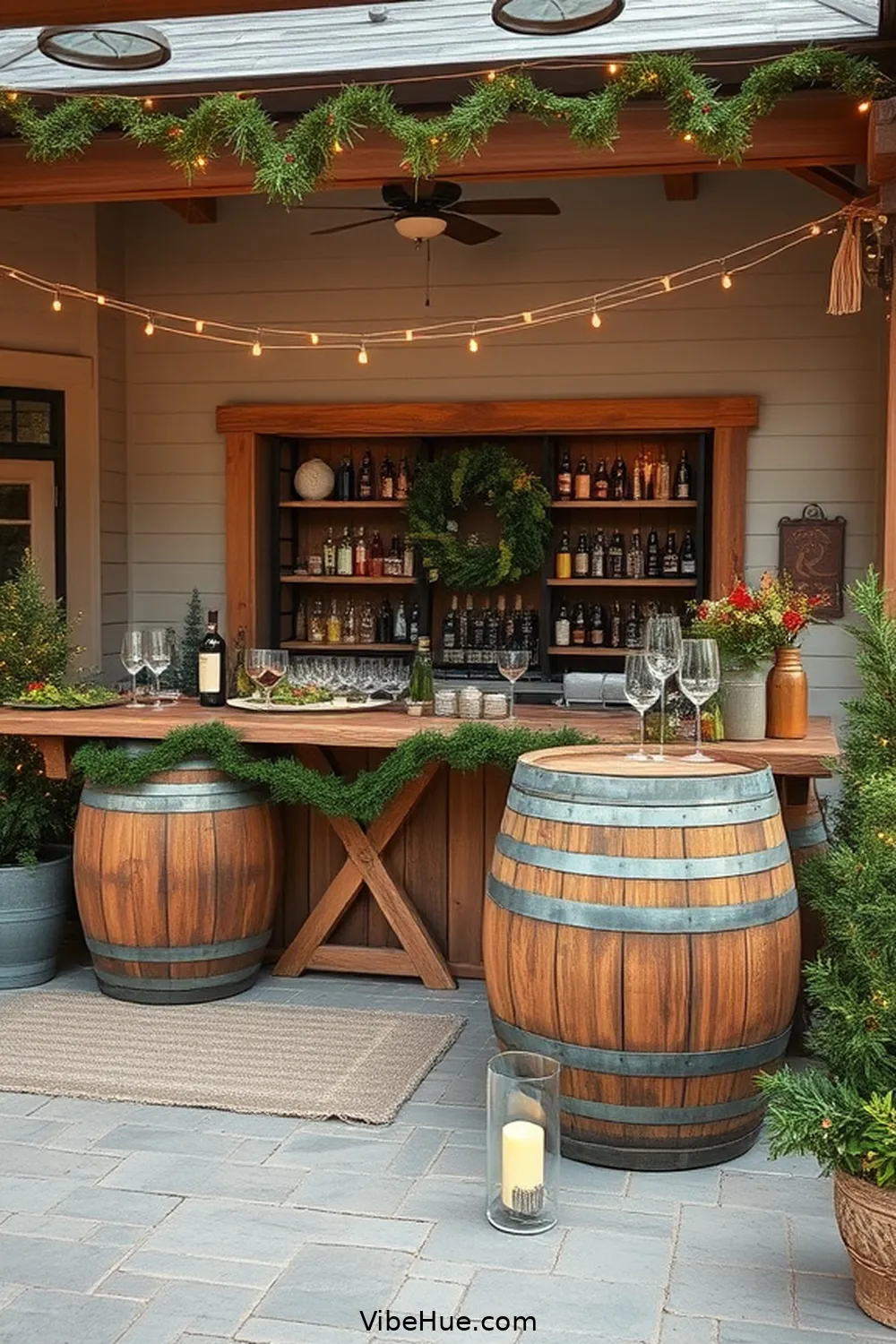 22 Tips for a Holiday Outdoor Patio in Modern Farmhouse Style 11 Set Up a Holiday Bar Area for 22 Tips for a Holiday Outdoor Patio in Modern Farmhouse Style