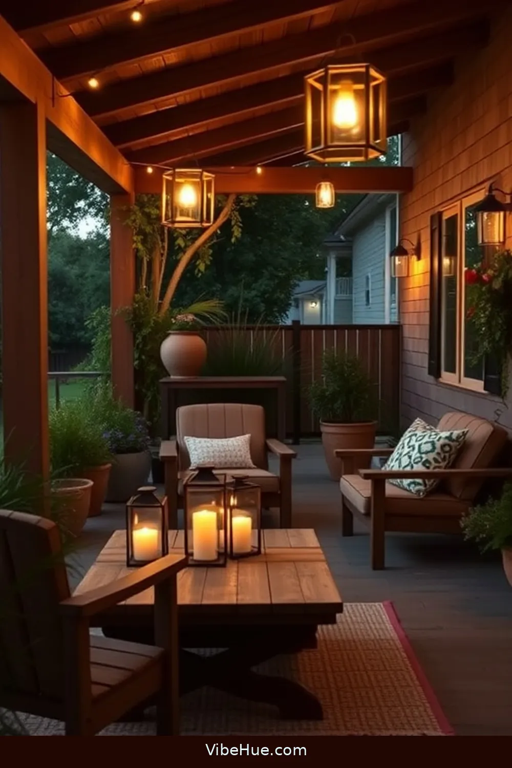 22 Tips for a Holiday Outdoor Patio in Modern Farmhouse Style 15 Use Lanterns for Soft Ambiance for 22 Tips for a Holiday Outdoor Patio in Modern Farmhouse Style