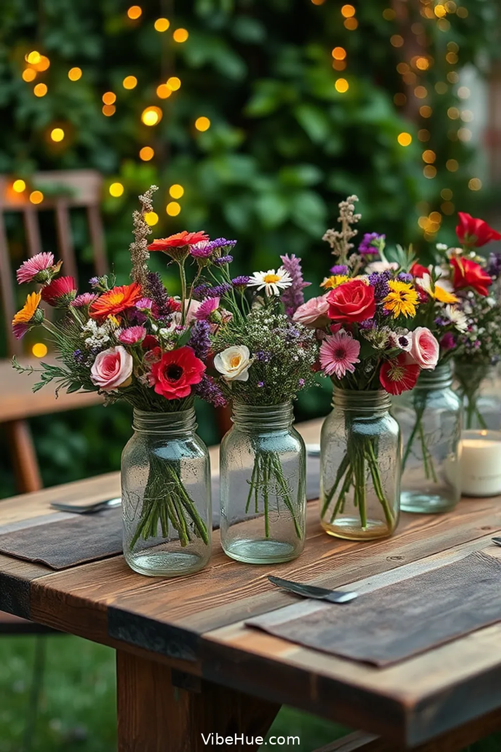 22 Tips for a Holiday Outdoor Patio in Modern Farmhouse Style 19 Use Mason Jars as Centerpieces for 22 Tips for a Holiday Outdoor Patio in Modern Farmhouse Style