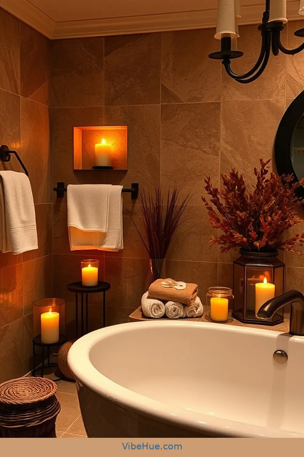 Create a Cozy Ambiance for 22 Ways to Achieve Fall Bathroom Modern Glam Style