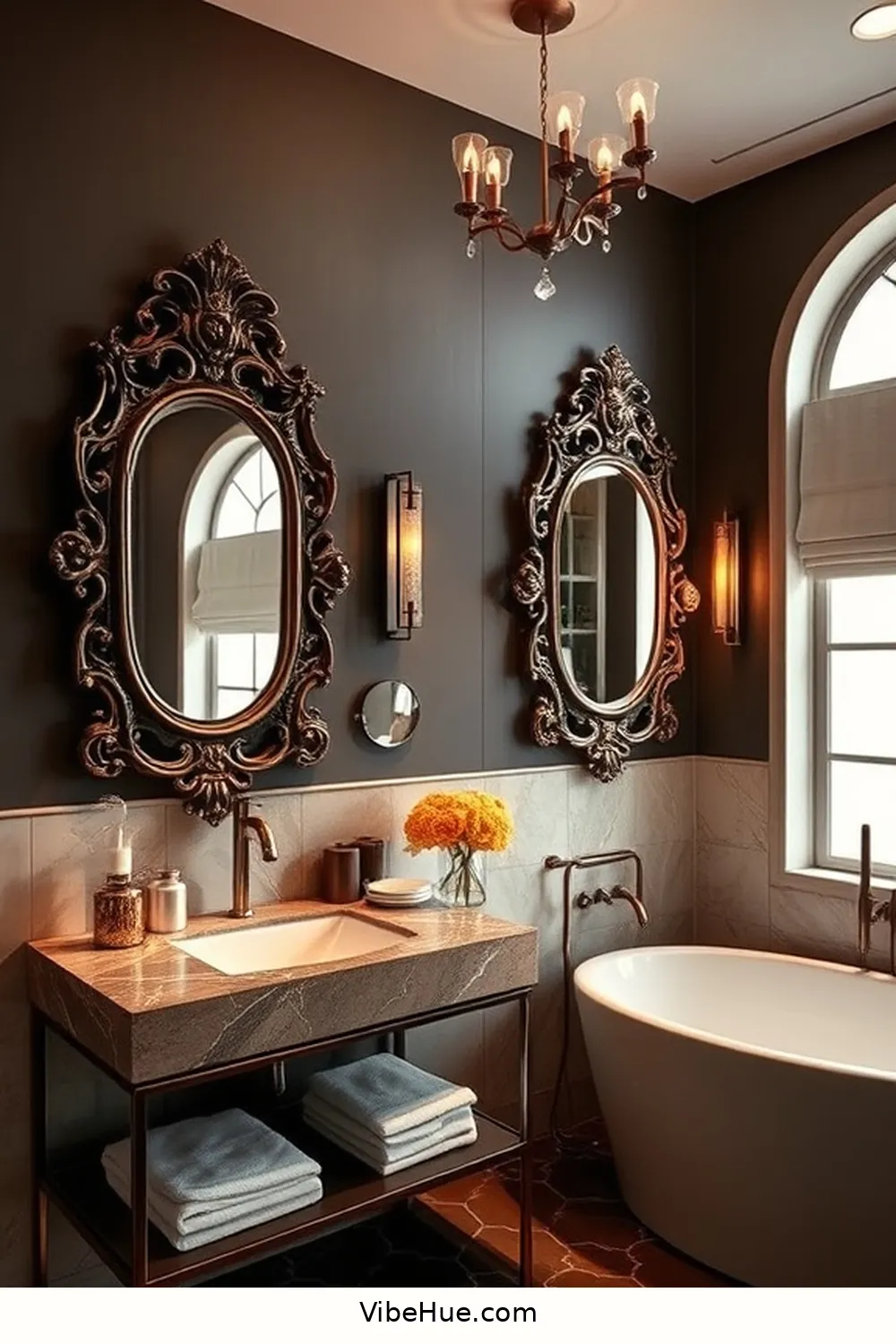 Enhance With Decorative Mirrors for 22 Ways to Achieve Fall Bathroom Modern Glam Style