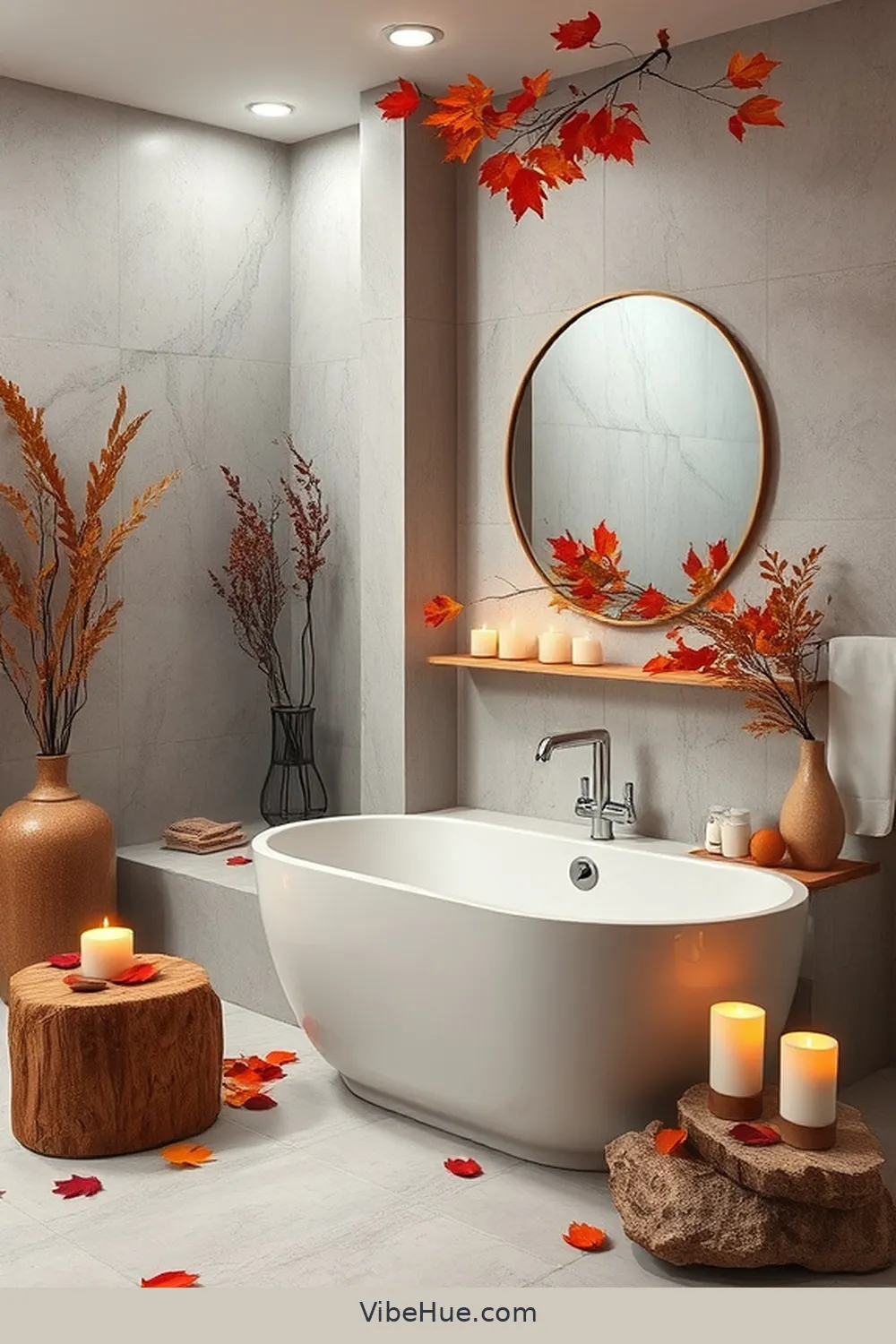 Integrate Natural Elements for 22 Ways to Achieve Fall Bathroom Modern Glam Style