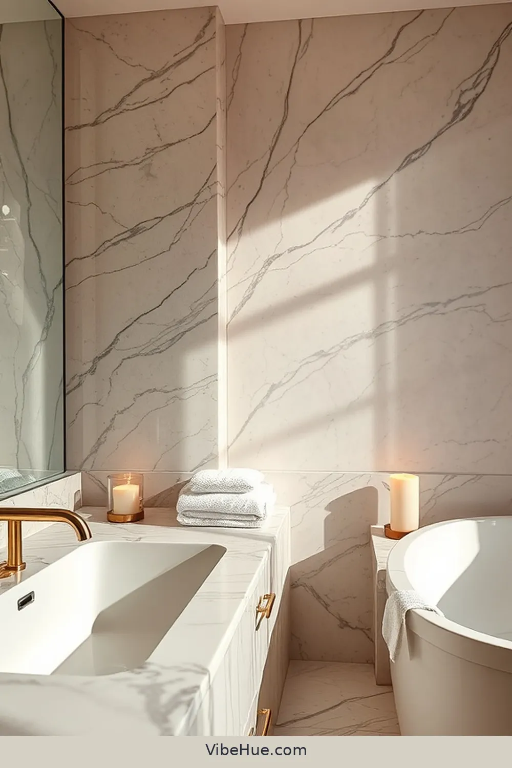 Layer Textures for 22 Ways to Achieve Fall Bathroom Modern Glam Style