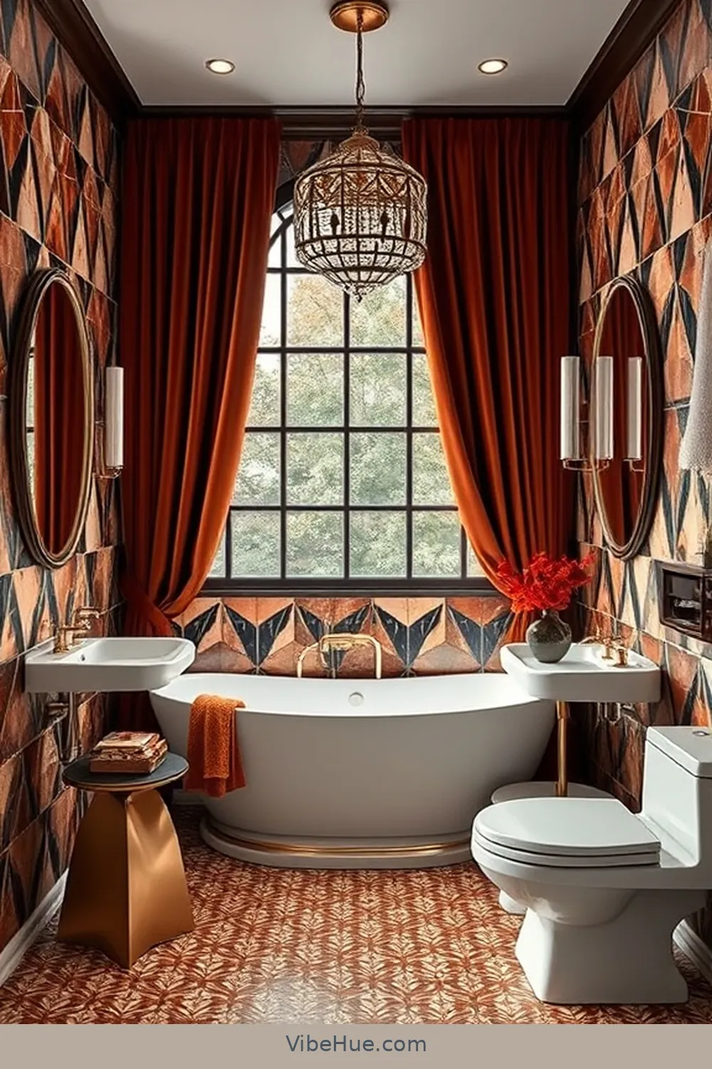 Play With Patterns for 22 Ways to Achieve Fall Bathroom Modern Glam Style
