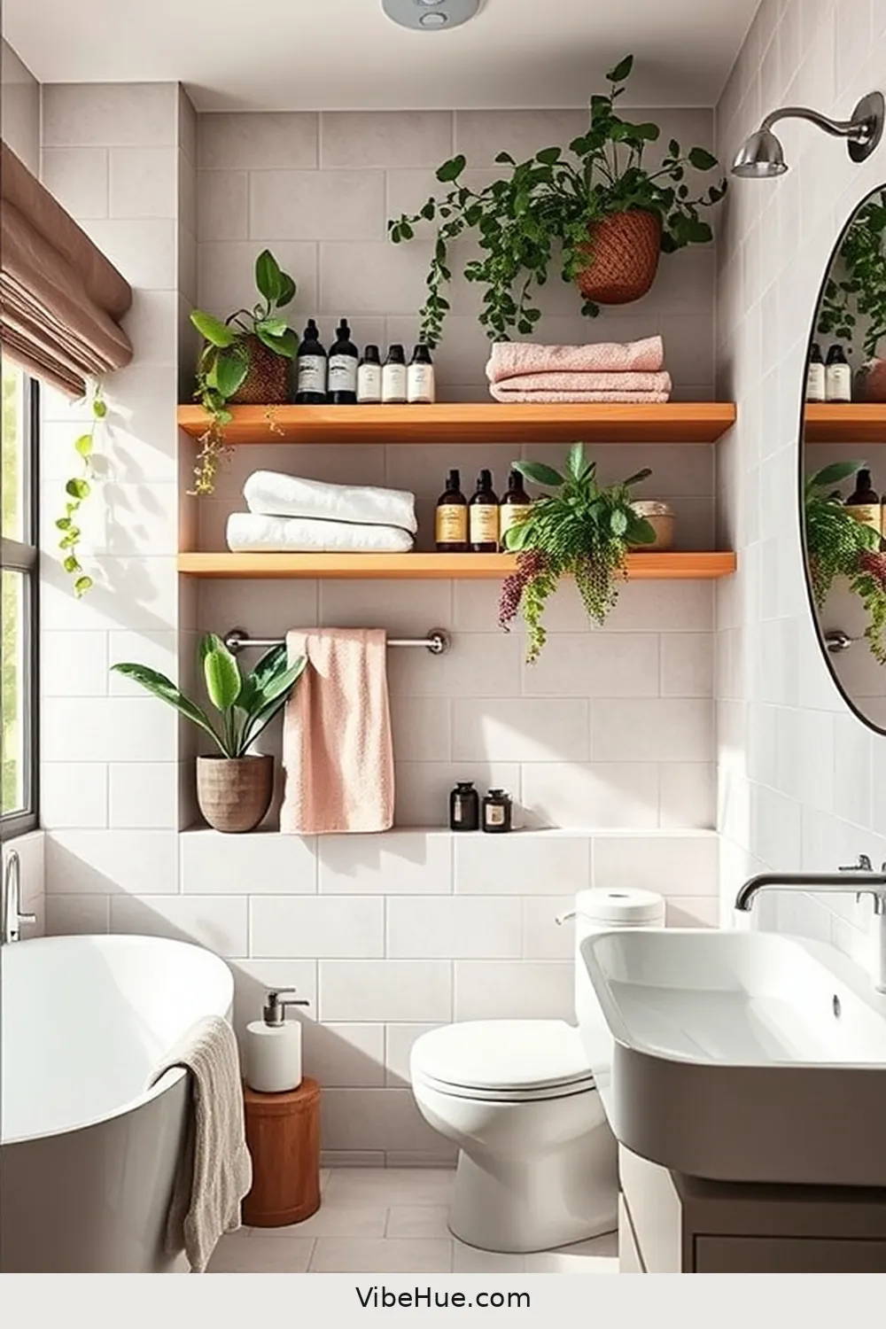 Implement Open Shelving for 22 Ways to Achieve a Contemporary Style in Your Spring Bathroom