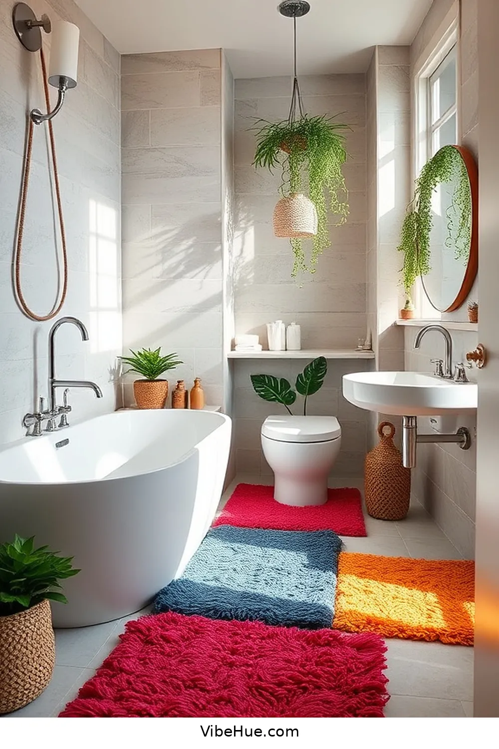 Incorporate Stylish Rugs for 22 Ways to Achieve a Contemporary Style in Your Spring Bathroom