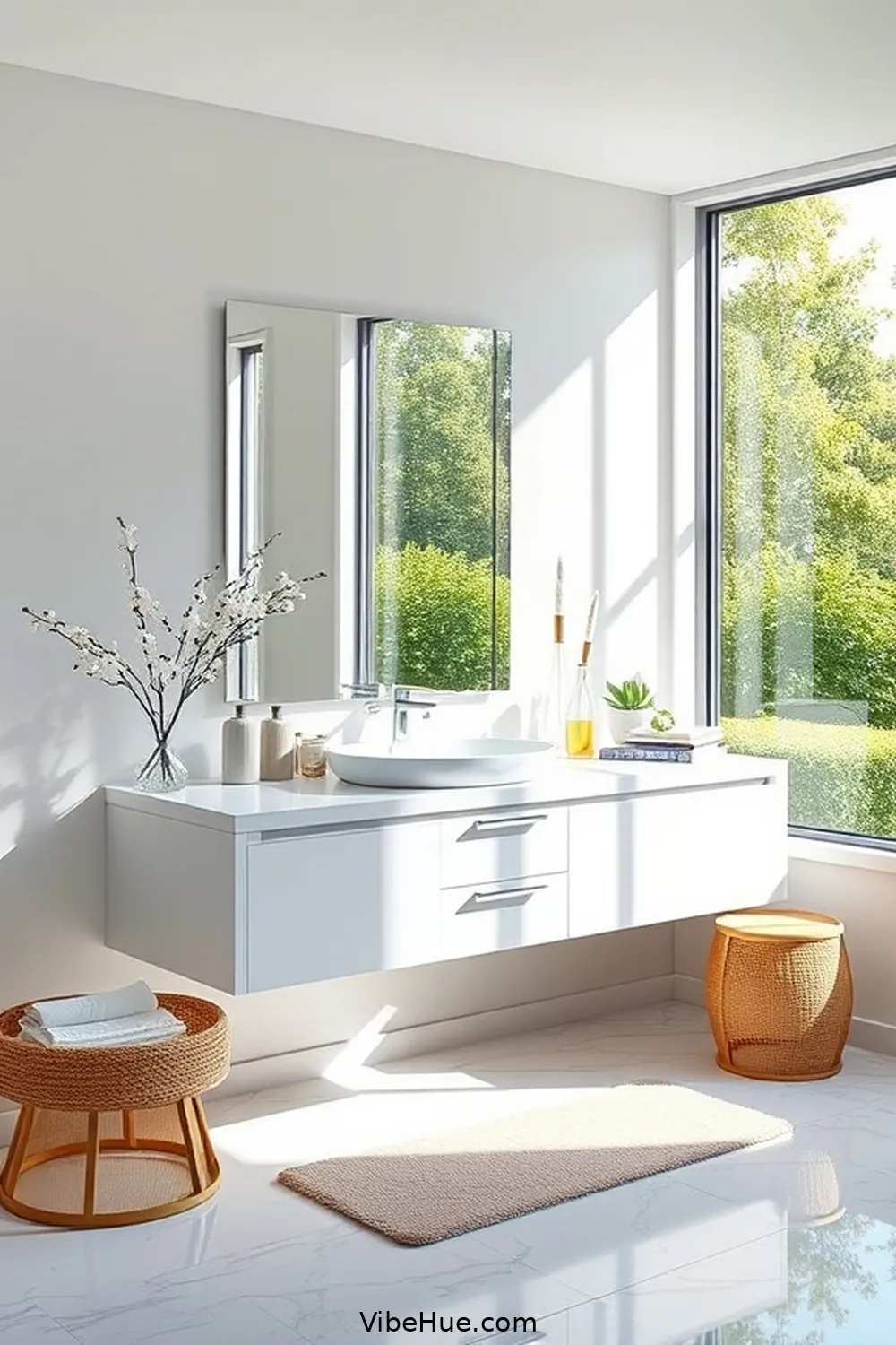 Opt for Floating Vanities for 22 Ways to Achieve a Contemporary Style in Your Spring Bathroom